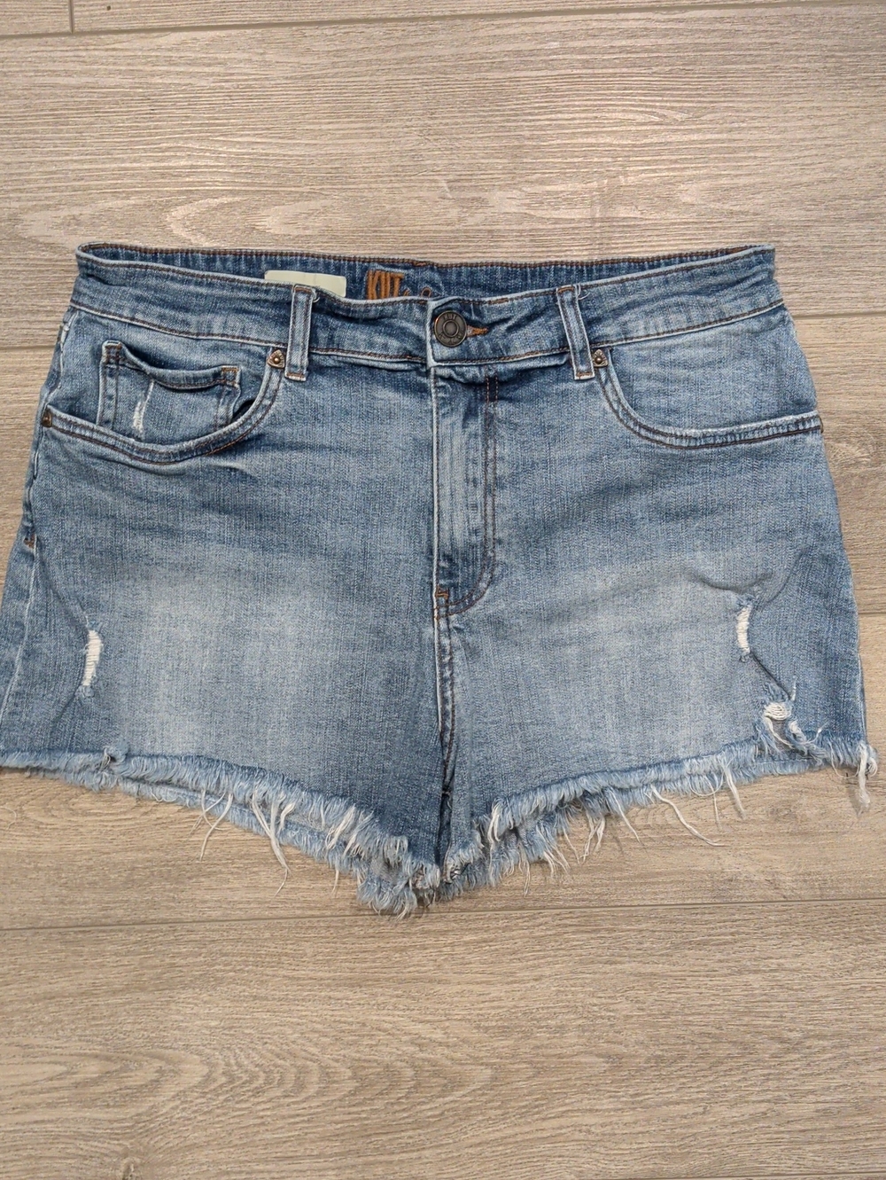 LOFT Light Blue Frayed Hem Denim Shorts